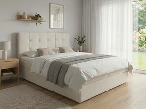 Pat tapițat boxspring DIRELIS VIBE 160x200 cm crem Saltele: Saltea cu arcuri Bonell