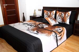 Cuvertură de pat neagră cu un tigru Lăţime: 220 cm | Lungime: 240 cm