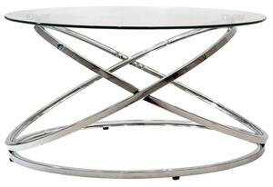 Masuta de Cafea Model Sierra, 80x80x43 cm, Argintiu, Blat Sticla securizata