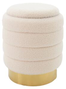 Taburet hol cufar cu spatiu de depozitare Dazzle boucle crem - auriu D36x44cm