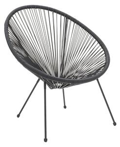Fotoliu de exterior, Model Acapulco, culoare negru, metal si poliratan, 71x76x85 cm