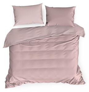 Lenjerie de pat dublă roz cu închidere cu fermoar 3 părți: 1buc 180 cmx200 + 2buc 70 cmx80