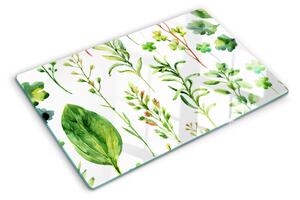 Tocător din sticlă Modele de plante în nuanțe de verde