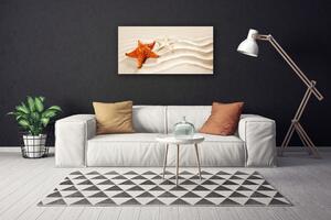 Tablou pe panza canvas Starfish Sand Art Orange Alb Brun