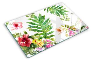 Tocător din sticlă Model floral cu frunze