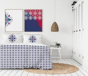 Lenjerie de pat frumoasă din bumbac satinat, cu ornament 3 părți: 1buc 160 cmx200 + 2buc 70 cmx80