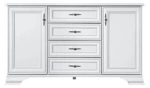 Comoda vintage alba IDENTO, PAL, 154x45x90 cm