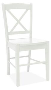 Scaun alb lemn masiv CD-56, 40x36x85 cm