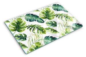 Tocător sticlă Frunze de Monstera în nuanțe de verde