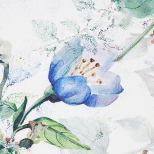 O frumoasă perdea albă scurtă, cu flori albastre Lungime: 170 cm