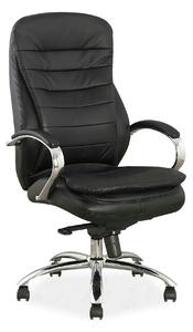 Scaun de birou Q154, negru, piele ecologica/piele naturala/metal, 65x5