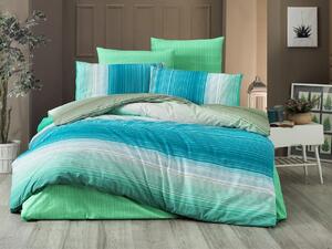 Lenjerie de pat pentru o persoana, Victoria, Rainbow Green, 3 piese, amestec bumbac, verde/albastru