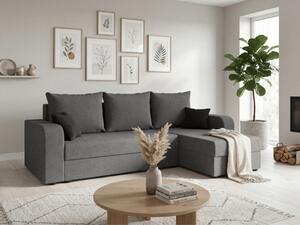 Coltar extensibil de colt VALERIO, gri inchis, reversibil, 238x140 cm + 2 perne GRATUIT