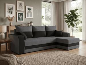Coltar extensibil de colt VALERIO, gri inchis/antracit, reversibil, 238x140 cm + 2 perne GRATUIT