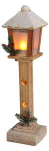 Lanterna decorativă de Crăciun din lemn cu LED, 52 cm