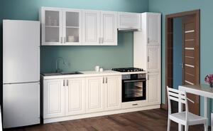 Bucătărie Silvia alba 2.6m cu usi din MDF alb