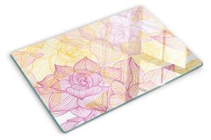 Tocător sticlă Model floral în culori pastelate
