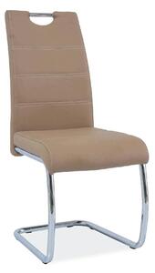 Scaun H666, bej/crom, piele ecologica/metal, 42X45X98 cm