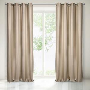 Draperie bej de o singură culoare, decorată cu fir argintiu 140 x 250