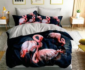 Lenjerie de pat exotică cu motiv flamingo 3 părți: 1buc 160 cmx200 + 2buc 70 cmx80