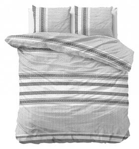 Lenjerie de pat elegantă alb-gri cu model fin 200 x 220 cm 200x220