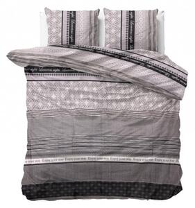 Lenjerie de pat din bumbac maro cu model 200 x 220 cm
