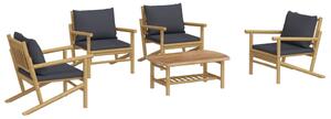 Set mobilier de grădină cu perne gri închis, 5 piese, bambus