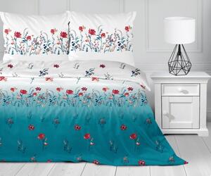 Lenjerie de pat din bumbac albastru cu motiv floral 2 părți: 1buc 140 cmx200 + 1buc 70 cmx80