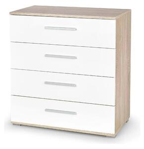 Comoda LIMA KM3, alb/stejar sonoma, PAL, 77x40x82 cm