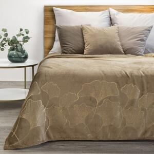 Cuvertură de pat frumoasă bej cu imprimeu auriu Lăţime: 150 cm | Lungime: 200 cm