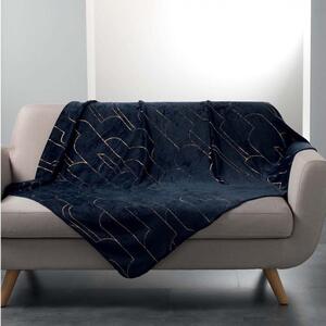 Pătură închisă călduroasă, cu model auriu 125 x 150 cm