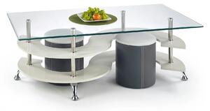 Set masa cafea cu tabureti NINA 5, transparent/crom, 130x70x42 cm