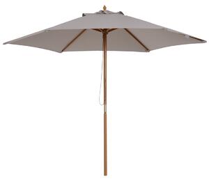 Outsunny Umbrelă de Grădină 2.5x2.3m Parasolar cu 6 Nervuri din Lemn și Poliester Crem | Aosom Romania