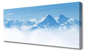 Tablou pe panza canvas Munte Ceață Peisaj Albastru Alb