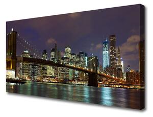 Tablou pe panza canvas Bridge City Arhitectura Brun Galben