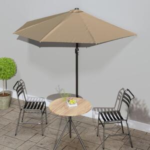 Umbrelă de soare de balcon, tijă aluminiu gri taupe, 270x144 cm