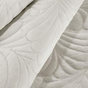 Cuvertură de pat albă-crem modernă, de o singură culoare, cu un motiv de frunze Lăţime: 170 cm | Lungime: 210 cm