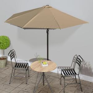 Umbrelă de soare de balcon, tijă aluminiu, gri taupe 300x155 cm