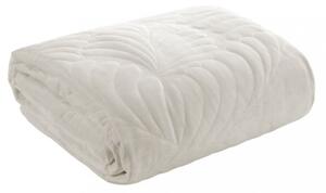 Cuvertură de pat albă-crem modernă, de o singură culoare, cu un motiv de frunze Lăţime: 170 cm | Lungime: 210 cm