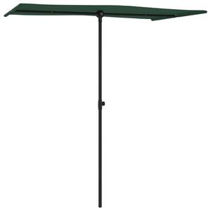 Umbrelă de soare de exterior, stâlp aluminiu, verde, 180x110 cm