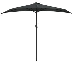 Umbrelă de soare de balcon, tijă aluminiu, antracit, 270x144 cm