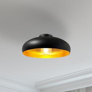 ROYALTECH Plafonieră Olli, negru/galben Ø 40 cm, metal, E27, reglabil, Camera de zi / sufragerie, Metal