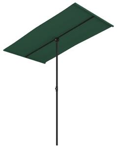 Umbrelă de soare de exterior, stâlp aluminiu, verde, 180x110 cm