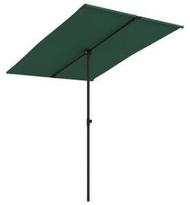 Umbrelă de soare de exterior, stâlp aluminiu, verde, 2 x 1,5 cm