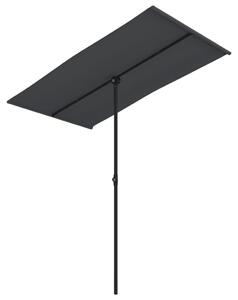 Umbrelă de soare exterior, stâlp aluminiu, negru, 180x110 cm