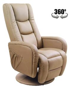 Fotoliu recliner PULSAR, bej, piele ecologica/metal, 68x85/135x85/106