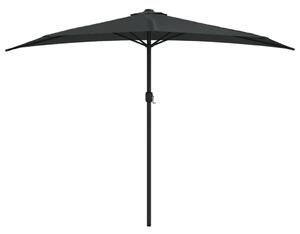 Umbrelă de balcon tijă aluminiu negru 300x155x223cm semirotund