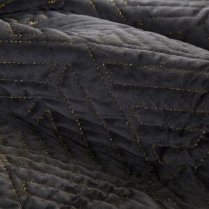 Cuvertură de pat neagră de lux, matlasată cu fir de aur 220 x 240 cm