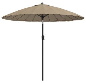 Umbrelă soare de exterior, stâlp aluminiu, gri taupe, 270 cm