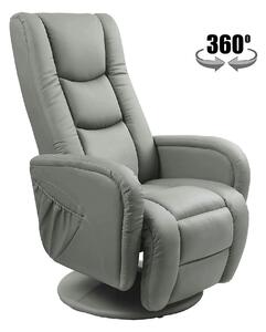 Fotoliu recliner PULSAR, gri, piele ecologica/metal, 68x85/135x85/106